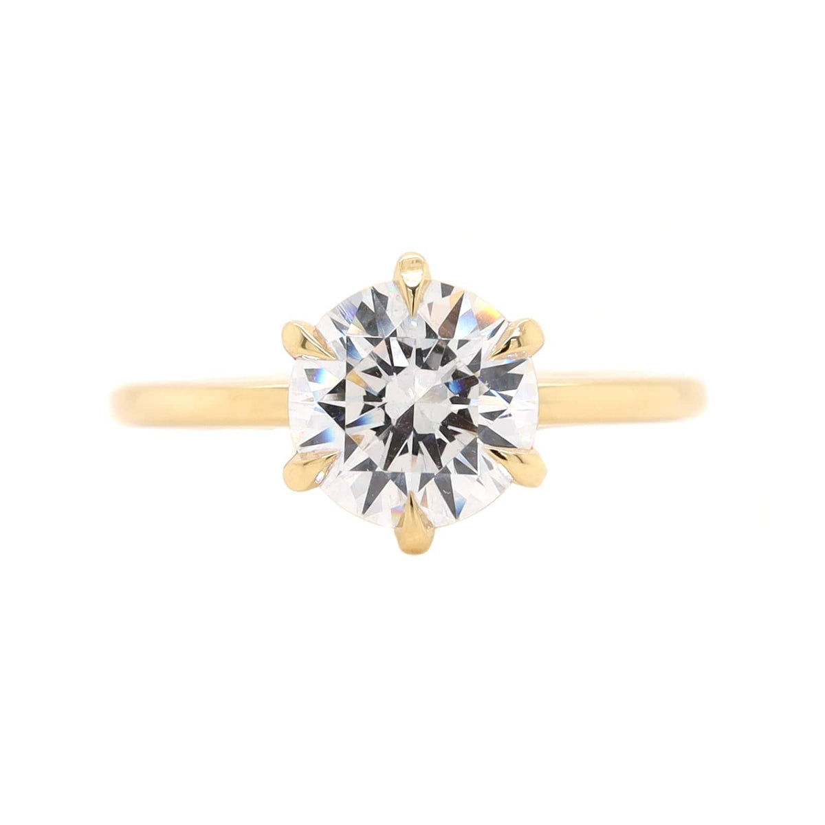 18K Yellow Gold 6 Prong Solitaire Engagement Ring Setting