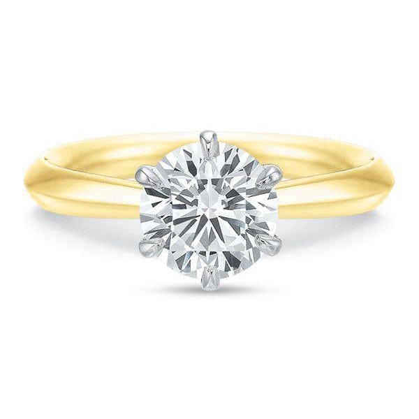 18K Yellow Gold Classic Solitaire 6 Prong Engagement Ring Setting