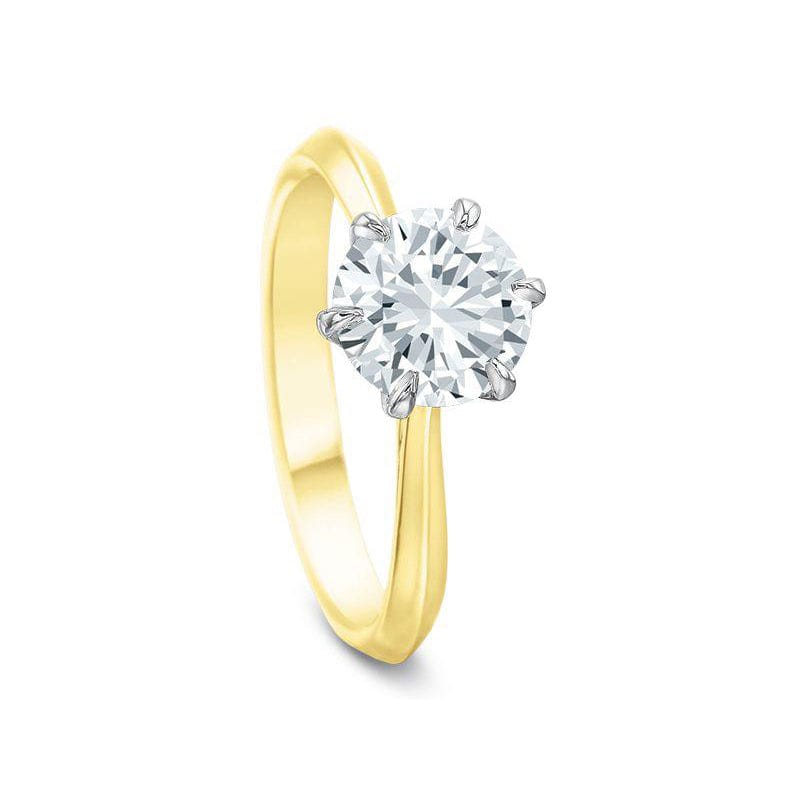 18K Yellow Gold Classic Solitaire 6 Prong Engagement Ring Setting