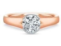18K Yellow Gold Tapered Shank Half Bezel Set Solitaire Engagement Ring Setting