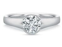 18K Yellow Gold Tapered Shank Half Bezel Set Solitaire Engagement Ring Setting