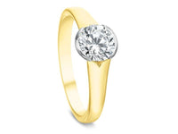 18K Yellow Gold Tapered Shank Half Bezel Set Solitaire Engagement Ring Setting
