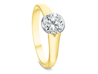 18K Yellow Gold Tapered Shank Half Bezel Set Solitaire Engagement Ring Setting