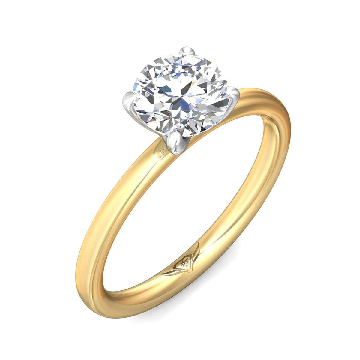 18K Yellow Gold Platinum Prong Engagement Ring Setting