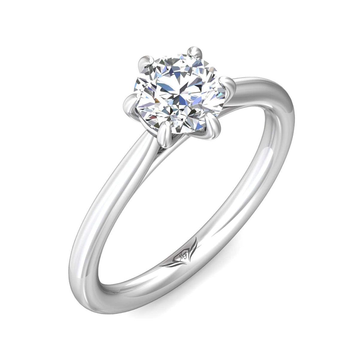 Platinum 6 Prong Cathedral Engagement Ring Setting