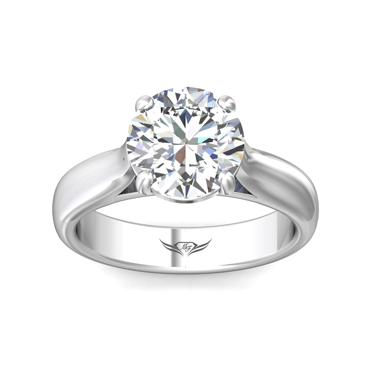 Platinum Wide Shank with 4 Prong Head Engagement Ring Setting
