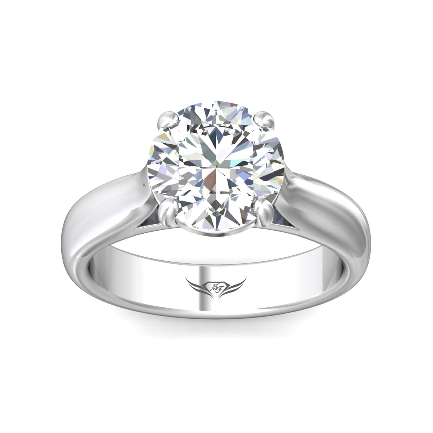 Platinum Wide Shank with 4 Prong Head Engagement Ring Setting