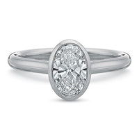 Platinum Bezel Set Oval Cut Center Cathedral Engagement Ring Setting