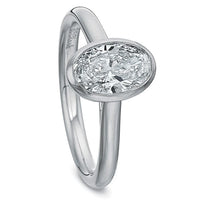 Platinum Bezel Set Oval Cut Center Cathedral Engagement Ring Setting