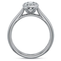 Platinum Bezel Set Oval Cut Center Cathedral Engagement Ring Setting
