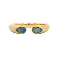 18K Yellow Gold Pear Shaped Opal Huggie Ring
