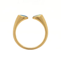 18K Yellow Gold Pear Shaped Opal Huggie Ring