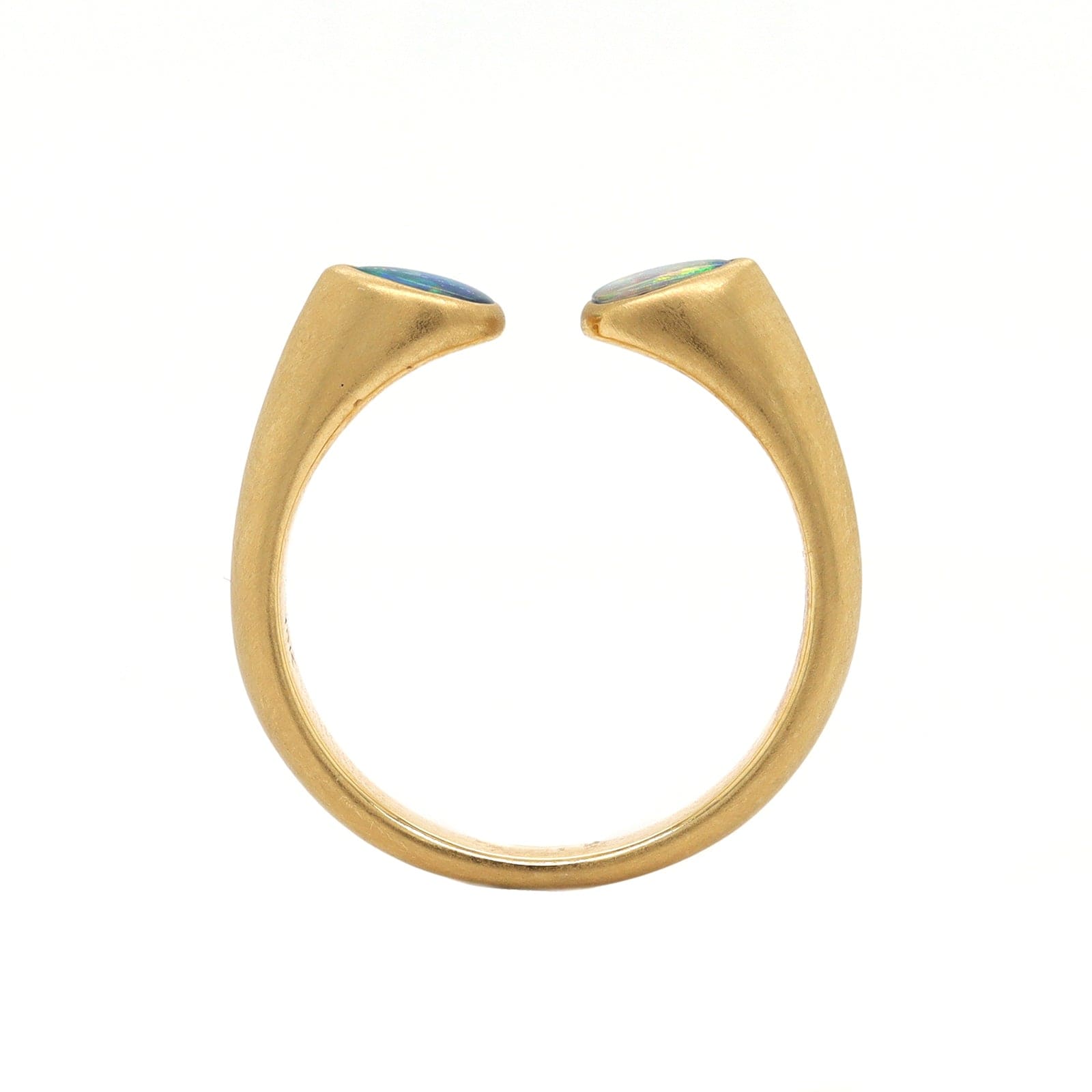 18K Yellow Gold Pear Shaped Opal Huggie Ring