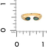 18K Yellow Gold Pear Shaped Opal Huggie Ring