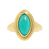 18K Yellow Gold Bezel Set Marquise Shaped Opal Ring