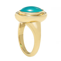 18K Yellow Gold Bezel Set Marquise Shaped Opal Ring