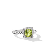 Petite Chatelaine Pavé Bezel Ring Sterling Silver with Peridot and Diamonds, 7mm