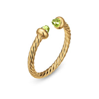 Micro Cablespira® Flex Open Ring 18K Yellow Gold with Peridot, 2.5mm