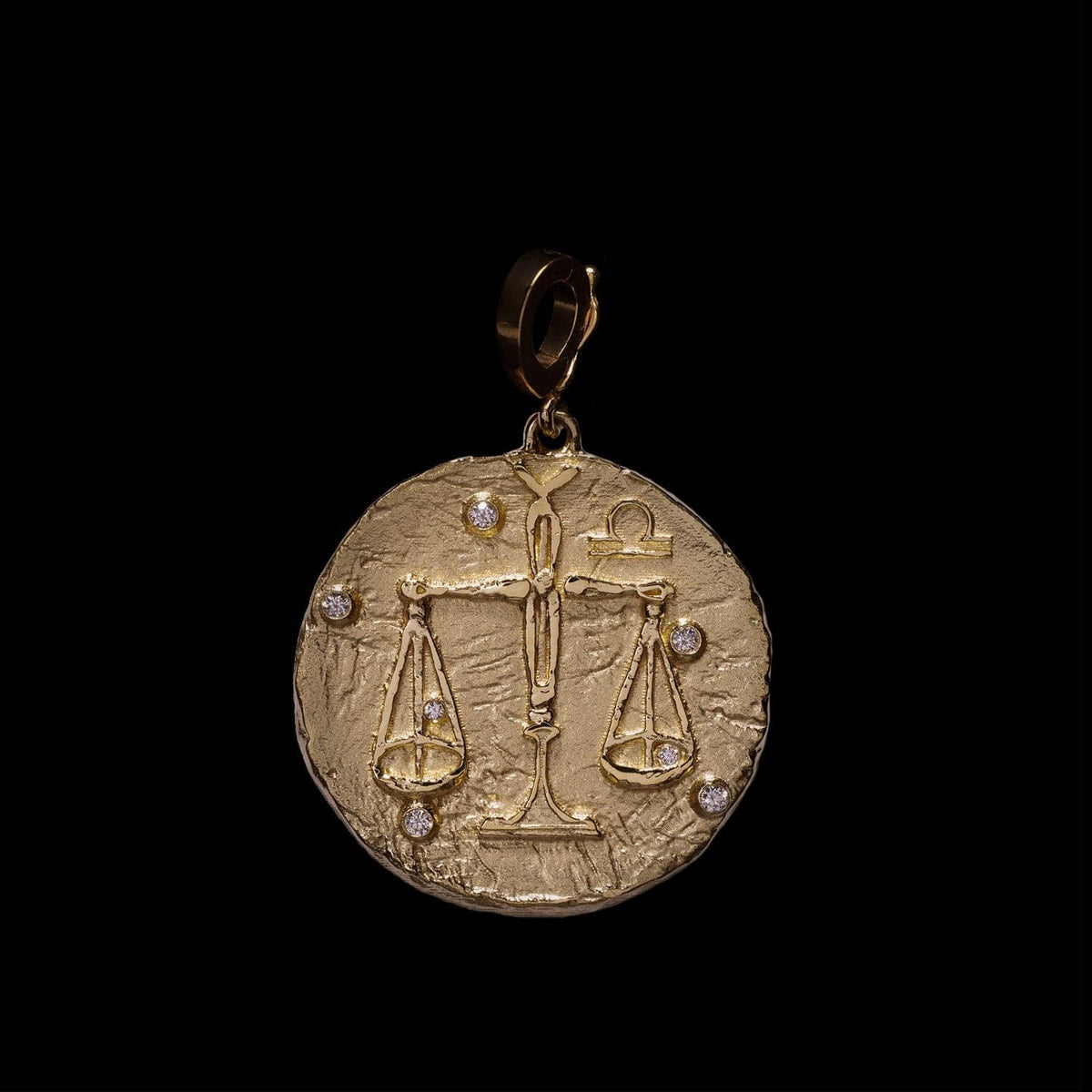 Azlee 18K Yellow Gold Small Libra Coin Diamond Charm