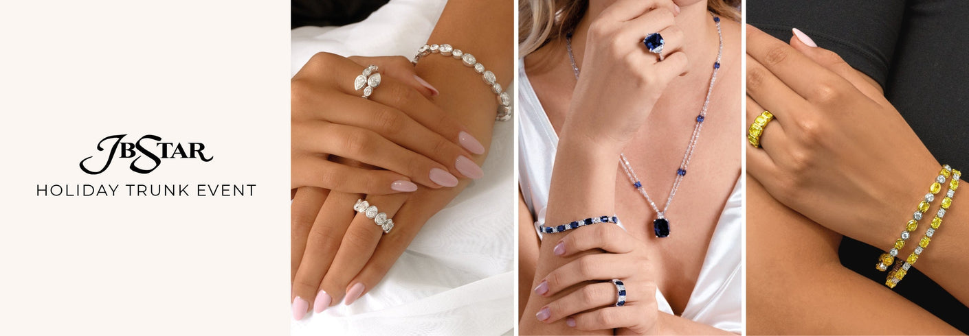 JB Star holiday trunk event with jewelry on hands and a necklace.