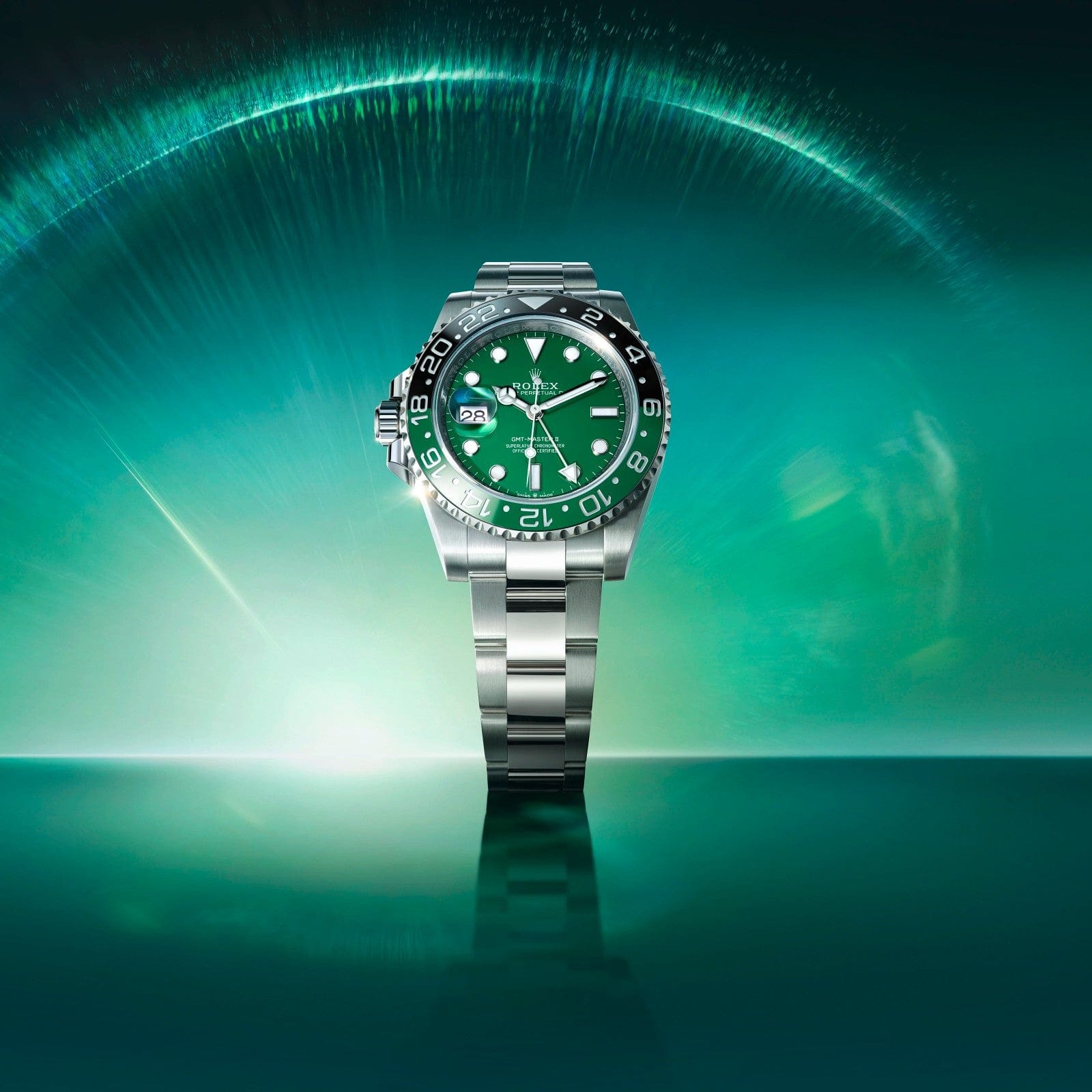 Rolex GMT-Master II on green background