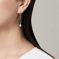 Mikimoto 18K Yellow Gold Pearl Link Drop Earrings