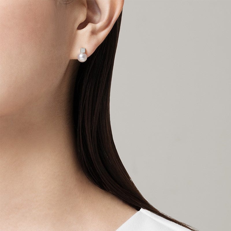 Mikimoto 18K White Gold Pearl Stud Earrings