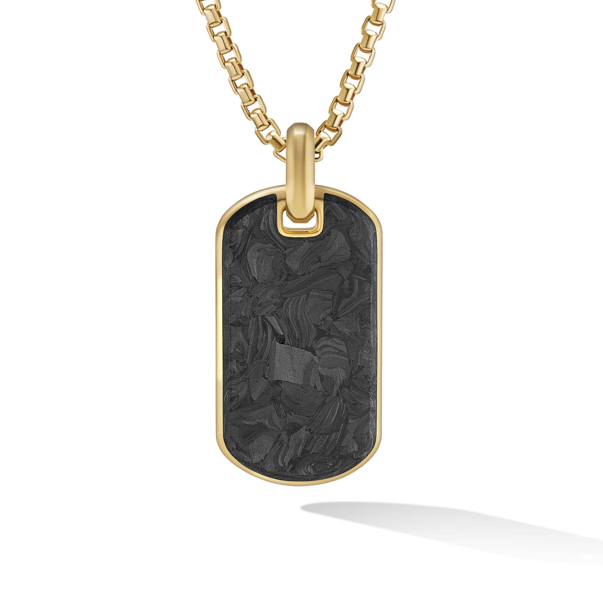 Forged Carbon Tag in 18K Yellow Gold