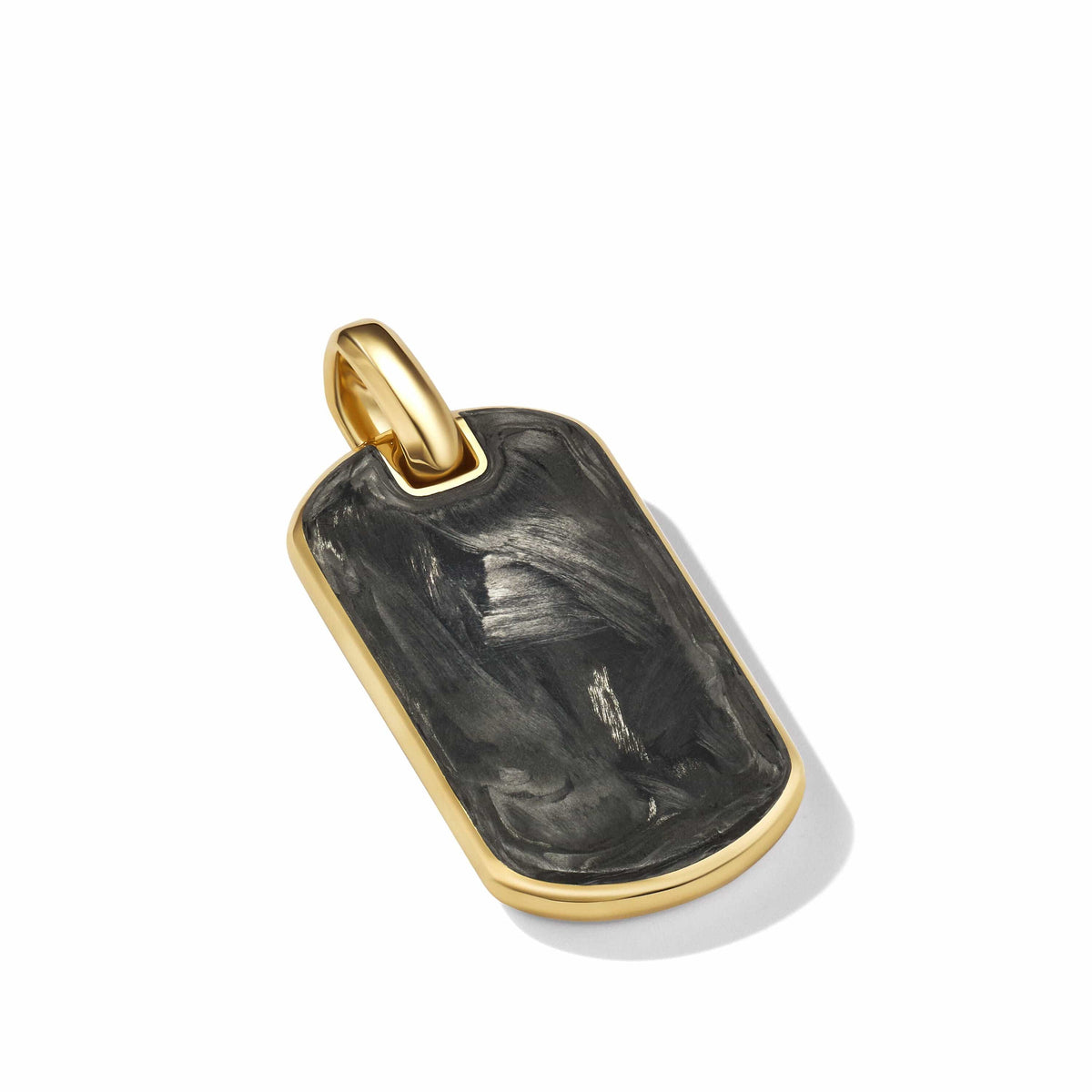 Forged Carbon Tag in 18K Yellow Gold