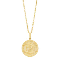 14K Yellow Gold Christopher Medal Pendant Necklace