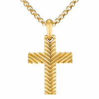 Chevron Cross Pendant 18K Yellow Gold, 36mm