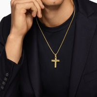 Chevron Cross Pendant 18K Yellow Gold, 36mm