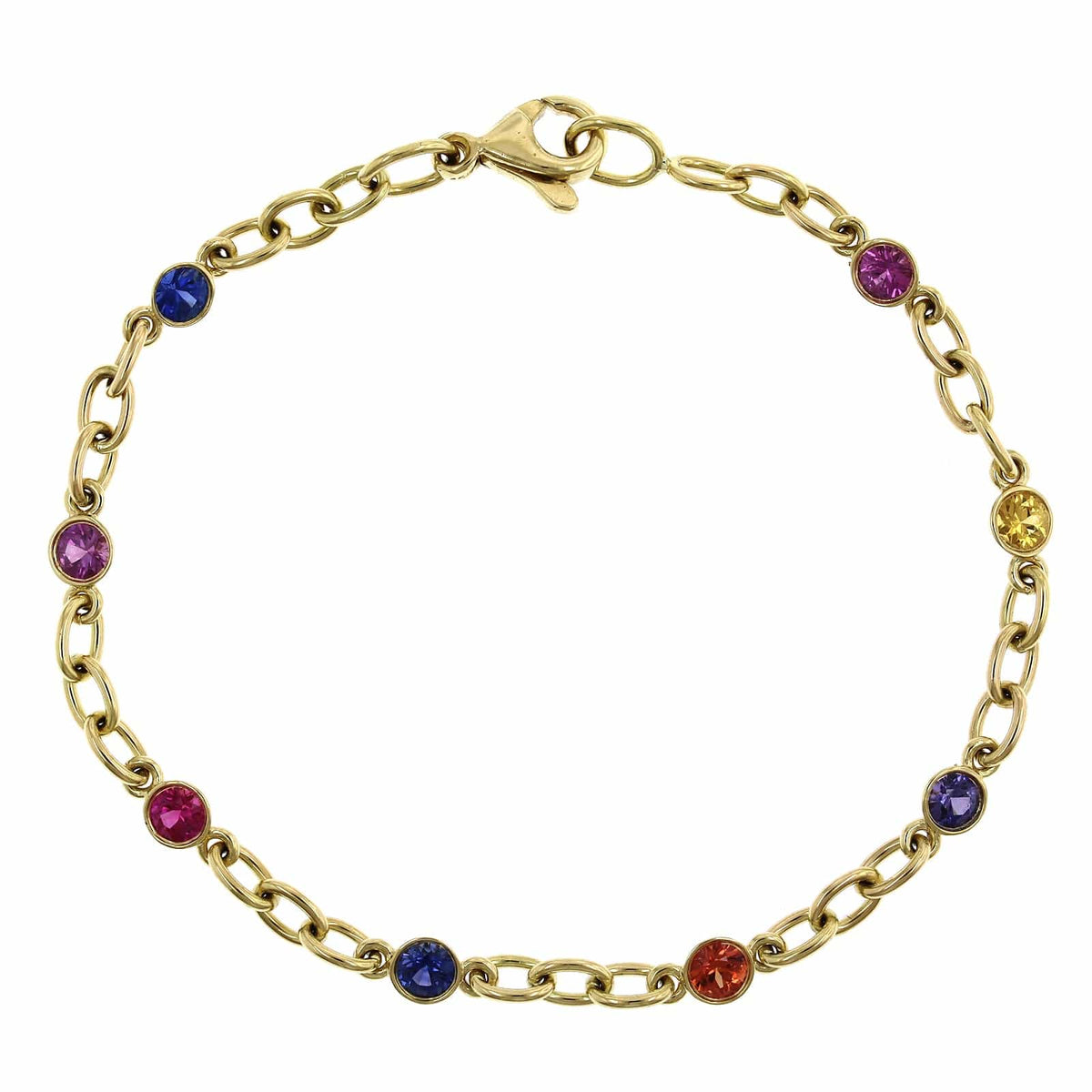 18K Yellow Gold Multi-Color Sapphire Pride Bracelet