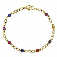 18K Yellow Gold Multi-Color Sapphire Pride Bracelet