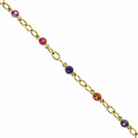 18K Yellow Gold Multi-Color Sapphire Pride Bracelet