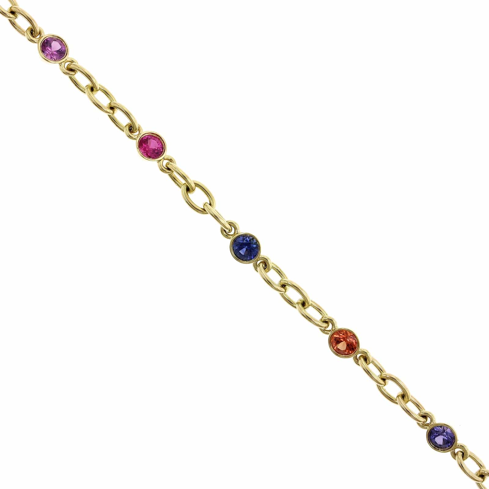 18K Yellow Gold Multi-Color Sapphire Pride Bracelet
