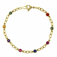 18K Yellow Gold Multi-Color Sapphire Pride Bracelet