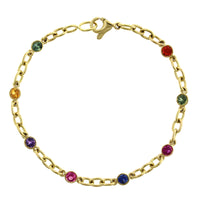 18K Yellow Gold Multi-Color Sapphire Pride Bracelet