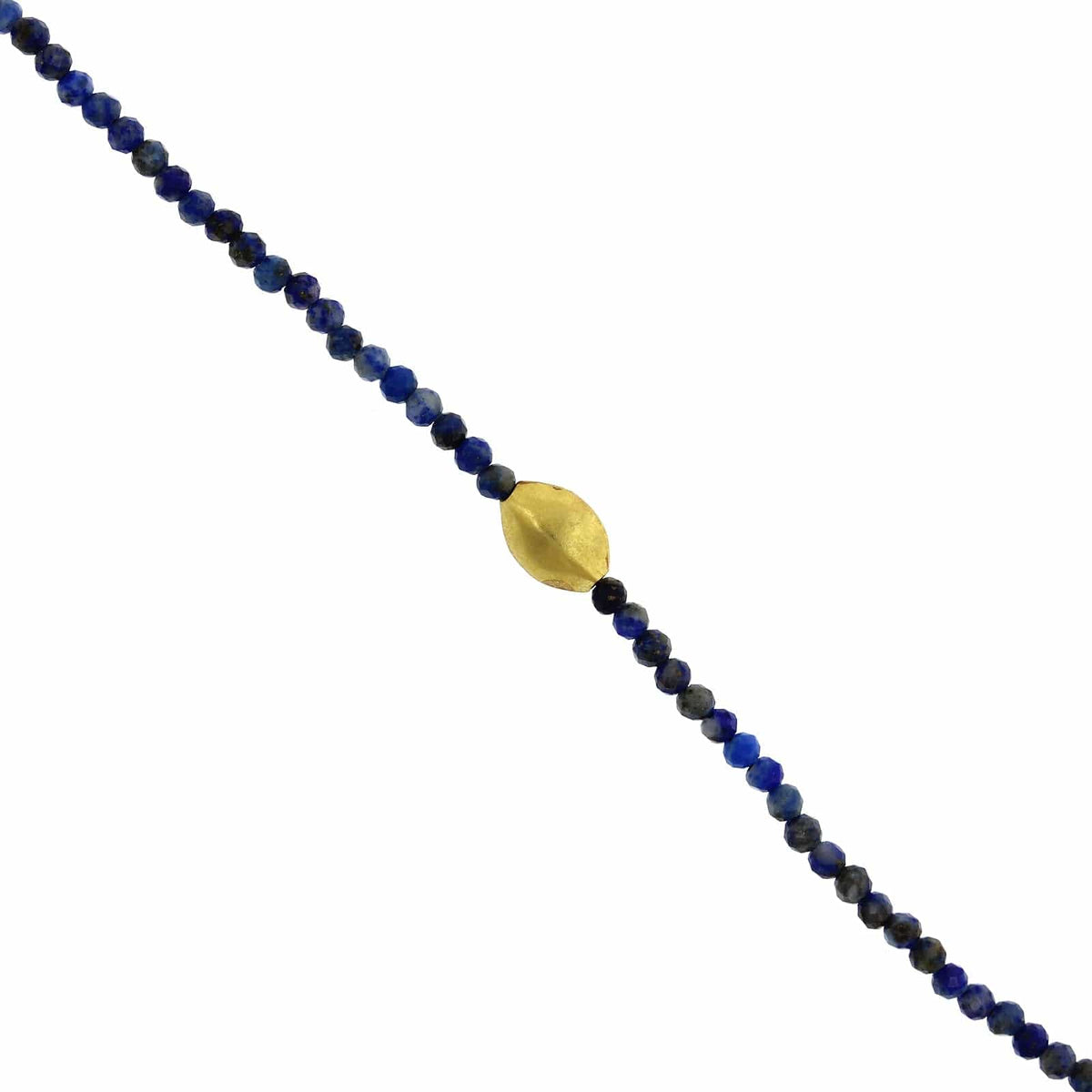 18K Yellow Gold Lapis Beaded Bracelet