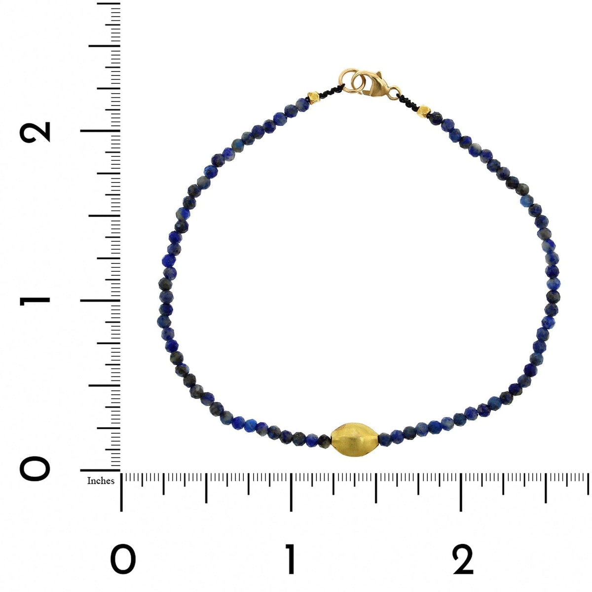 18K Yellow Gold Lapis Beaded Bracelet