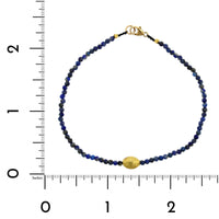 18K Yellow Gold Lapis Beaded Bracelet