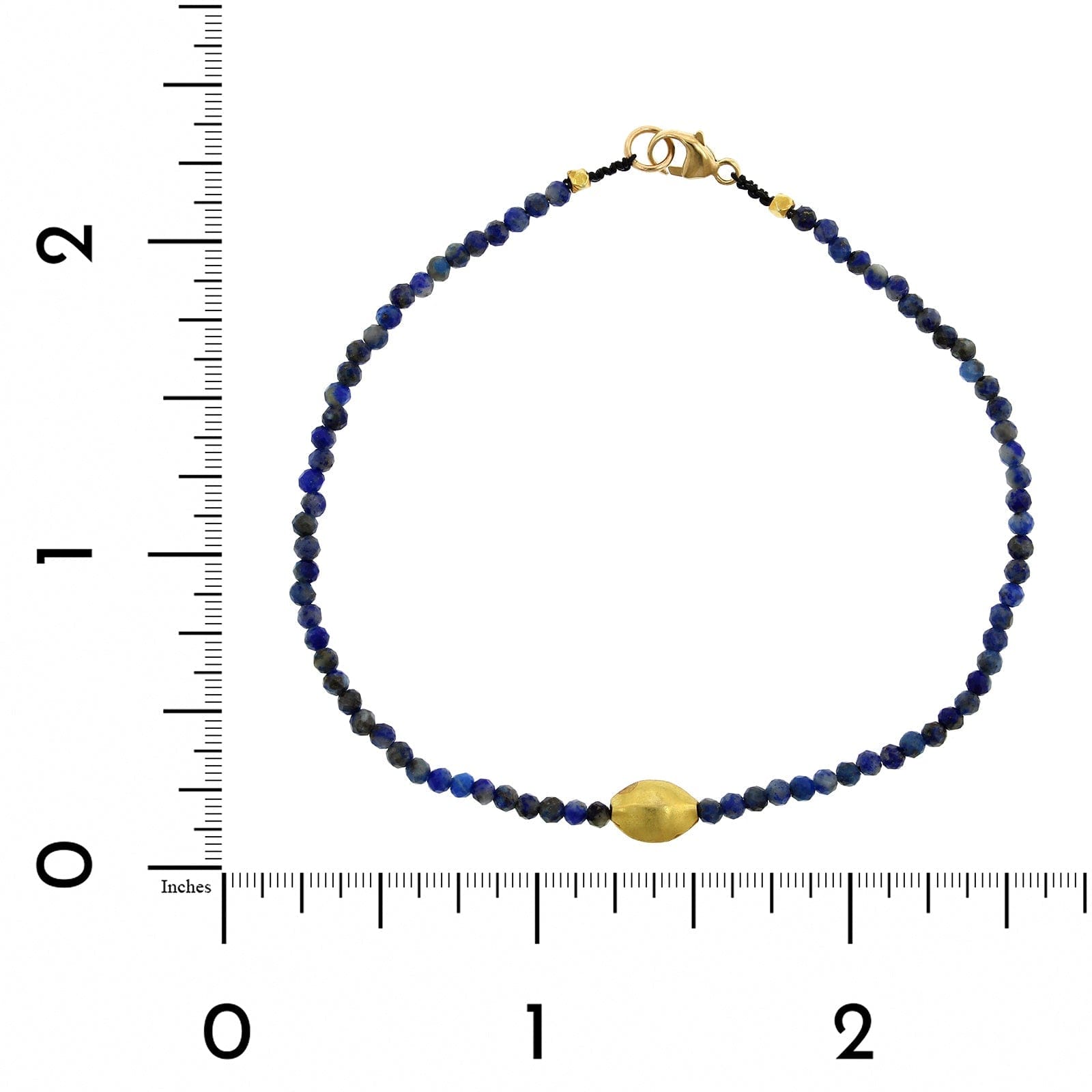 18K Yellow Gold Lapis Beaded Bracelet