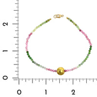 18K Yellow Gold Tourmaline Beaded Bracelet