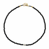 18K Yellow Gold Black Spinel Beaded Bracelet