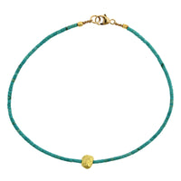 18K Yellow Gold Turquoise Beaded Bracelet