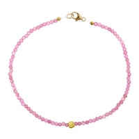 18K Yellow Gold Pink Tourmaline Beaded Bracelet