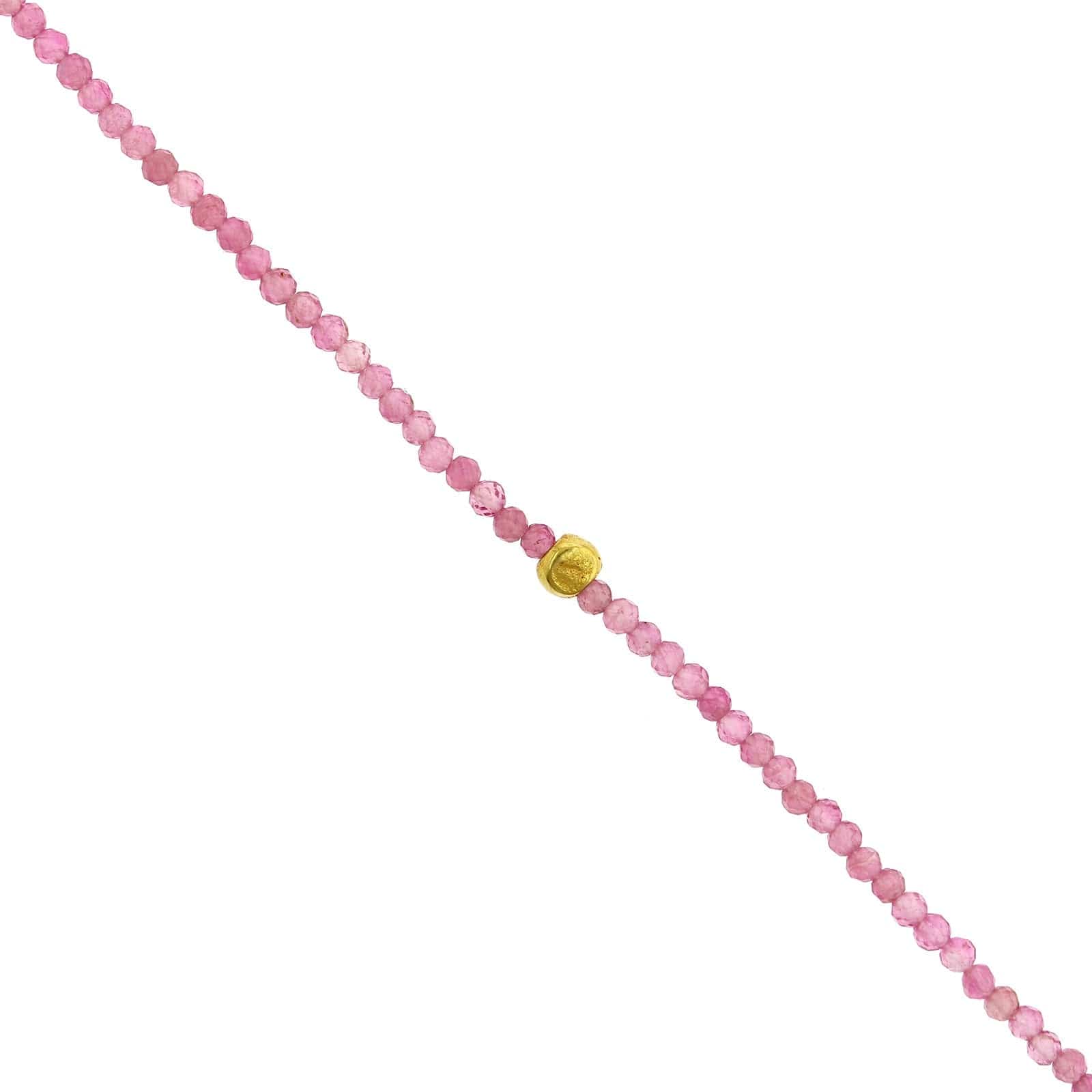 18K Yellow Gold Pink Tourmaline Beaded Bracelet