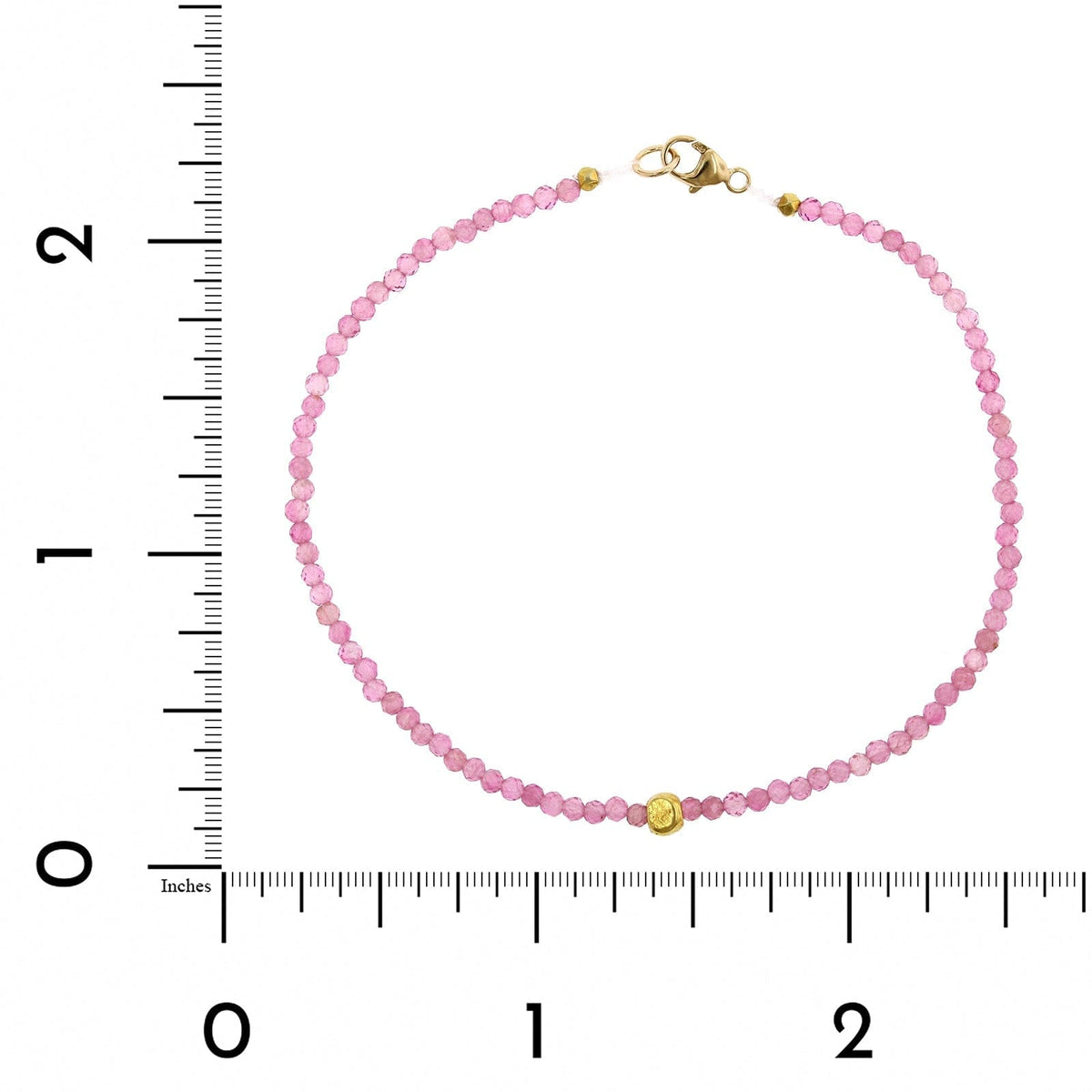 18K Yellow Gold Pink Tourmaline Beaded Bracelet