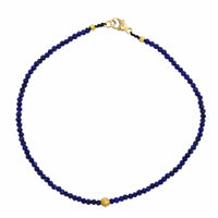 18K Yellow Gold Lapis Bead Bracelet