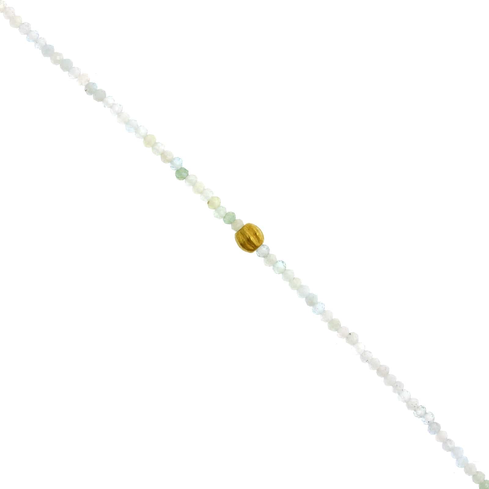 18K Yellow Gold Aquamarine Bead Bracelet